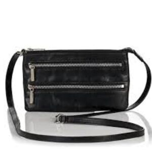 HOBO International Shoulder Bag Convertible Crossbody Black Shiny Zippers